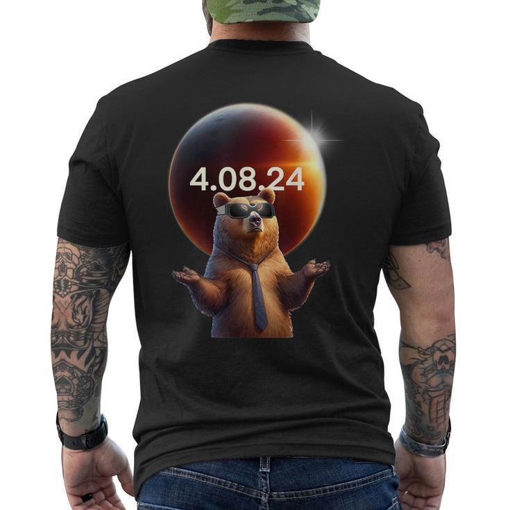 Solar Eclipse 2024 Bear Wearing Solar Eclipse Glasses Men's T-shirt Back Print