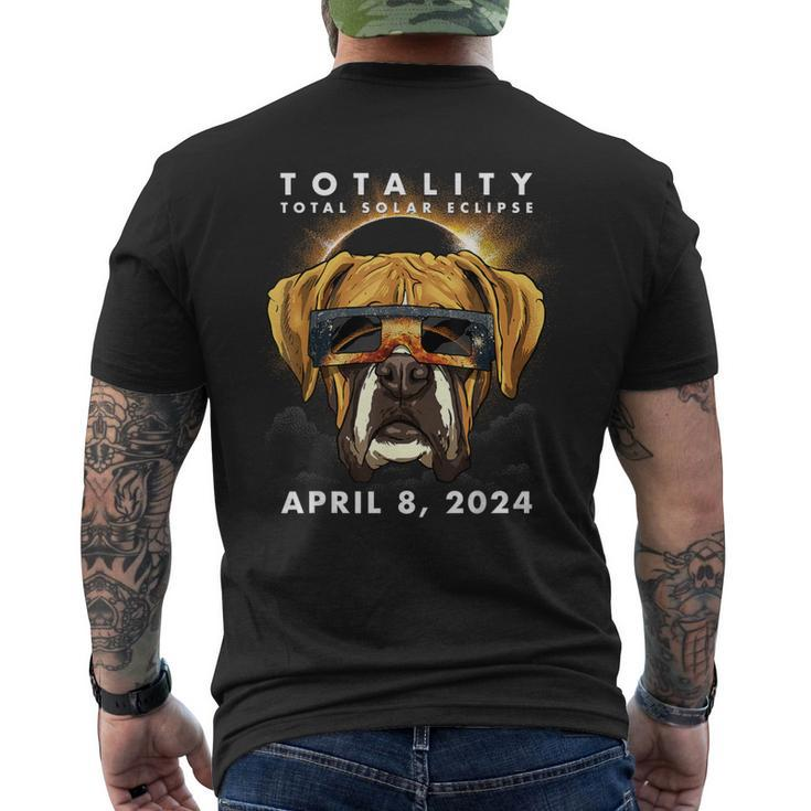 Solar Eclipse 2024 Boxer Dog Wearing Glasses Men's T-shirt Back Print