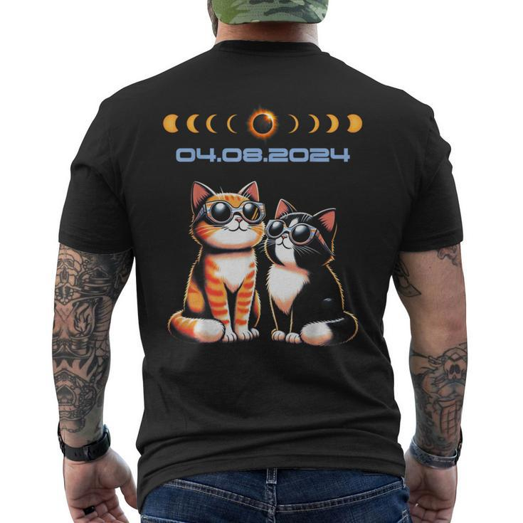 Solar Eclipse 2024 Cats Wearing Solar Eclipse Glasses Men's T-shirt Back Print