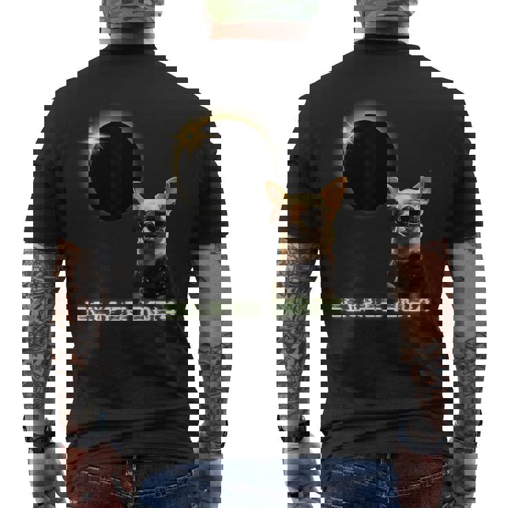 Solar Eclipse 2024 Chihuahua Wearing Glasses Men's T-shirt Back Print