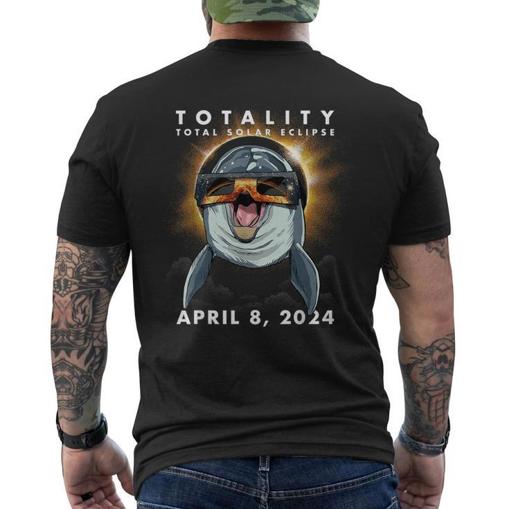 Solar Eclipse 2024 Dolphin Wearing Eclipse Glasses Men's T-shirt Back Print