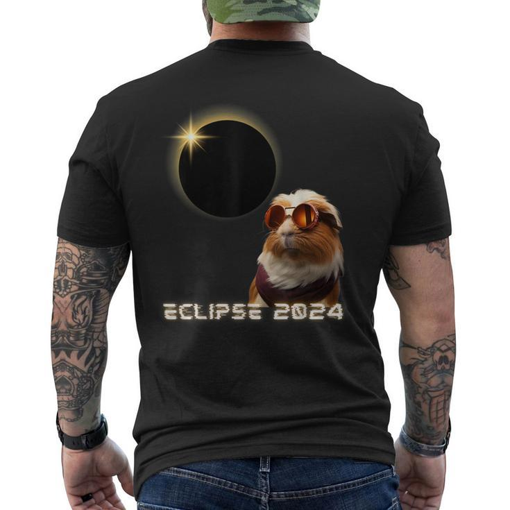 Solar Eclipse 2024 Guinea Pig Wearing Glasses Men's T-shirt Back Print