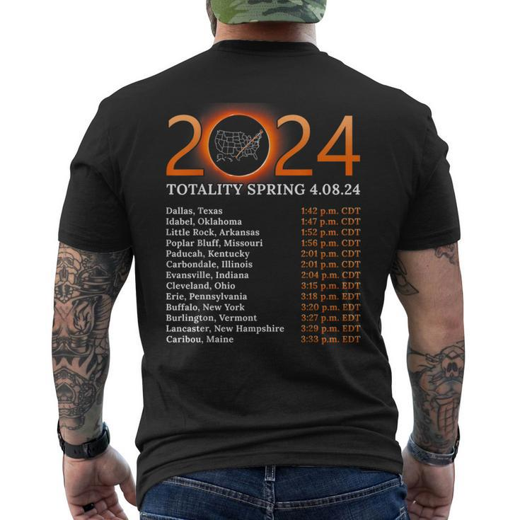 Solar Eclipse 2024 Party America Totality Total Usa Map Men's T-shirt Back Print