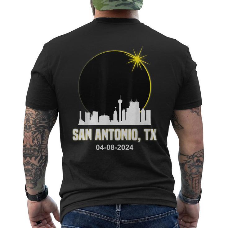 Solar Eclipse 2024 San Antonio Skyline Texas Solar Eclipse Men's T-shirt Back Print