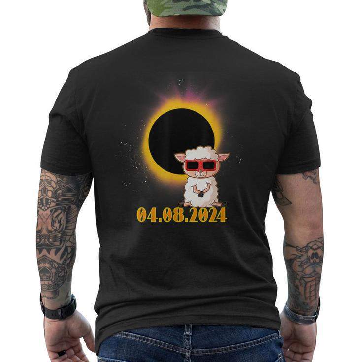 Solar Eclipse 2024 Sheep With Solar Eclipse Glasses Men's T-shirt Back Print