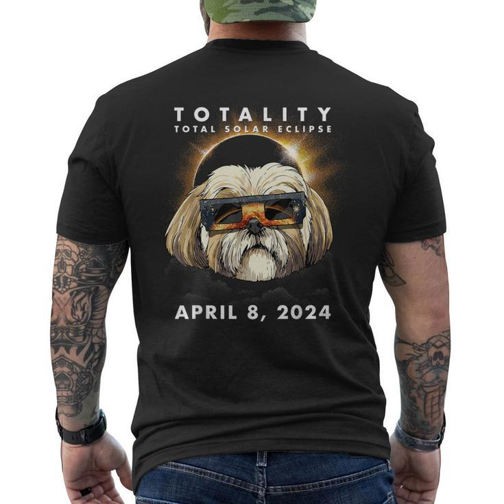 Solar Eclipse 2024 Shih Tzu Dog Wearing Glasses Men's T-shirt Back Print