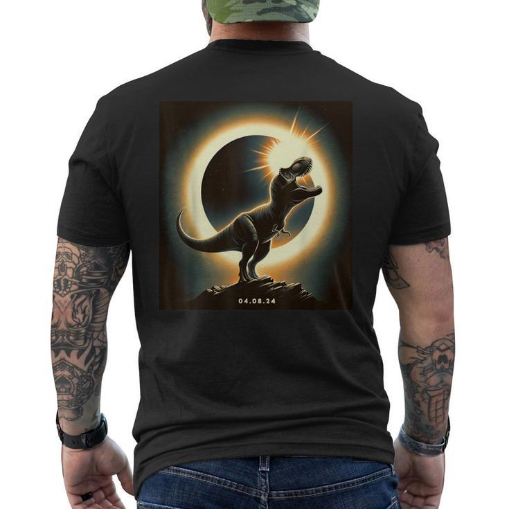 Solar Eclipse 2024 T-Rex Dinosaur April 8 2024 Total Eclipse Men's T-shirt Back Print