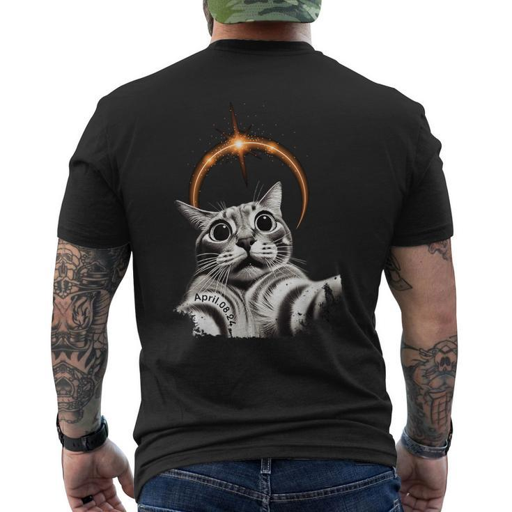 Solar Eclipse 8 April Selfie Cat 2024 Solar Eclipse Men's T-shirt Back Print