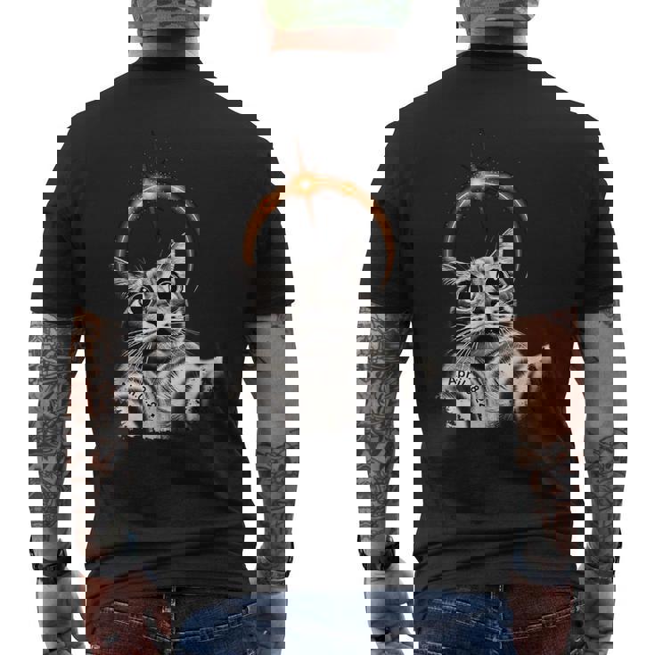 Solar Eclipse 8 April Selfie Cat 2024 Solar Eclipse Men's T-shirt Back Print