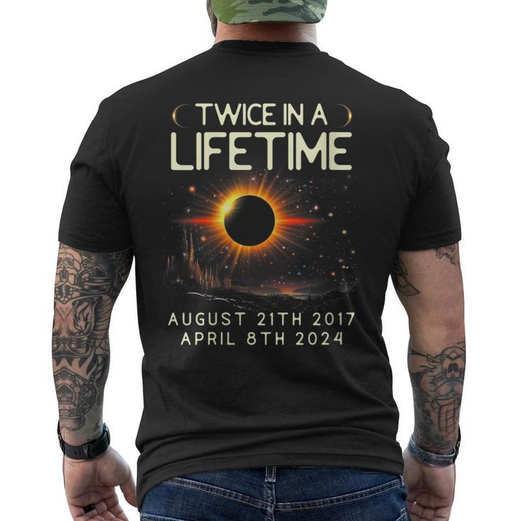 Solar Eclipse Astronomy Twice In Lifetime 2024 Solar Eclipse Men's T-shirt Back Print
