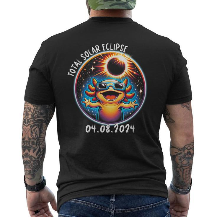 Solar Eclipse Axolot Wearing Glasses Pet April 8 2024 Men's T-shirt Back Print
