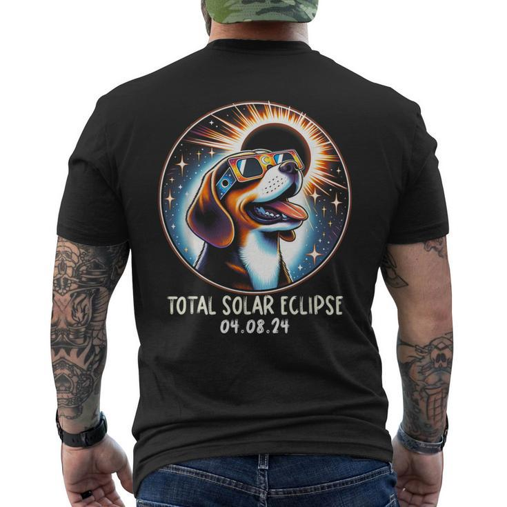 Solar Eclipse Beagle Wearing Glasses Pet April 8 2024 Men's T-shirt Back Print