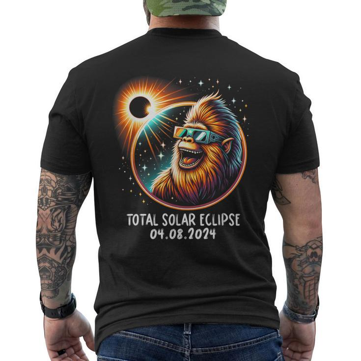 Solar Eclipse Bigfoot Wearing Glasses April 8 2024 Men's T-shirt Back Print
