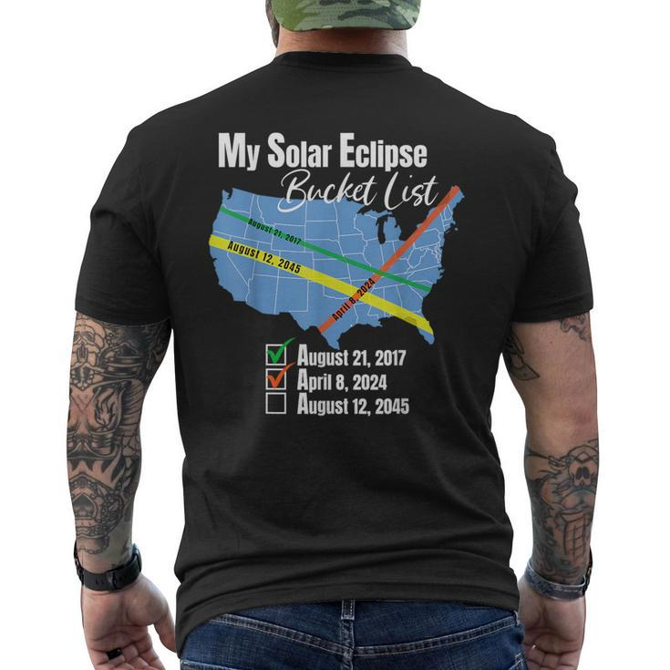 My Solar Eclipse Bucket List Total Eclipse April 2024 Sun Men's T-shirt Back Print