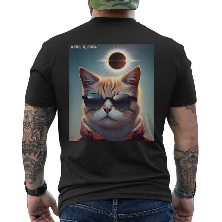 Solar Eclipse Cat 2024 April 8 Solar Eclipse Glasses Men's T-shirt Back Print