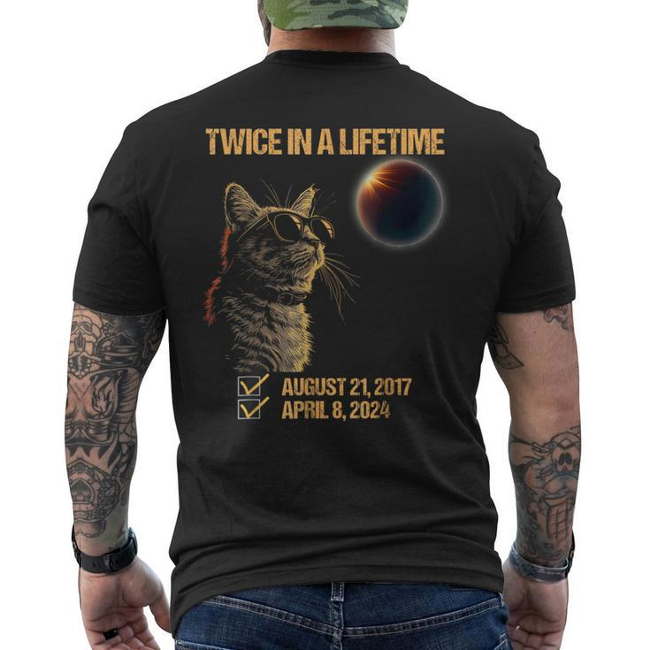 Solar Eclipse Cat Twice In Lifetime 2024 Solar Eclipse Men's T-shirt Back Print