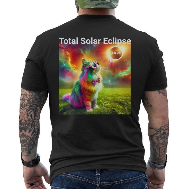 Solar Eclipse Cat Wearing Solar Eclipse Glasses 2024 Men's T-shirt Back Print