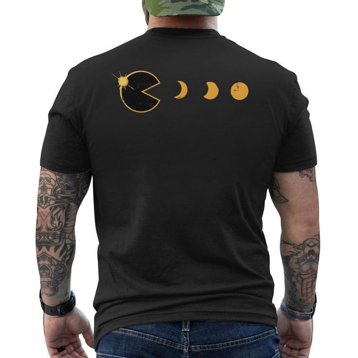 Solar Eclipse Gamer Eating Sun Retro Video Game Boys Kid Men's T-shirt Back Print