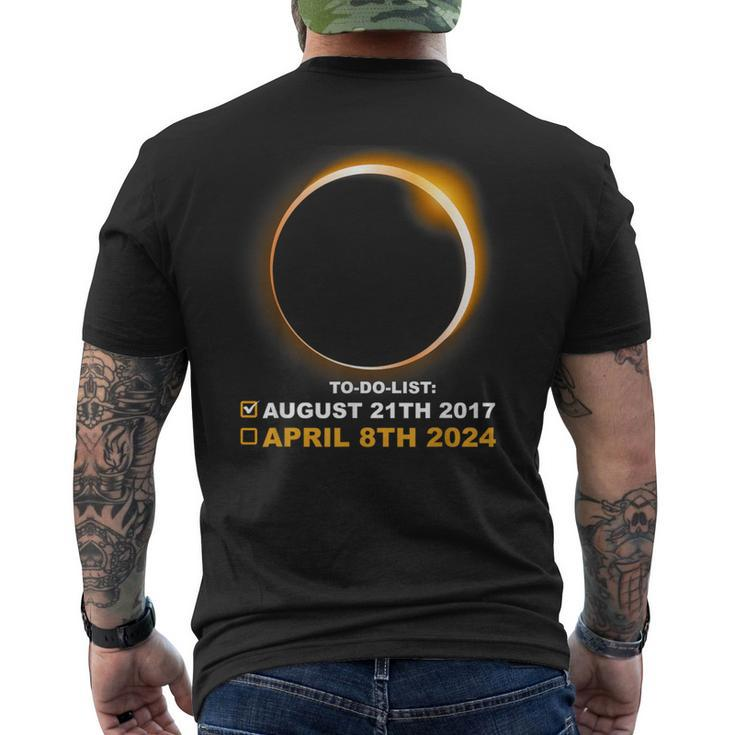 Solar Eclipse To Do List 2017 2024 Total Solar Eclipse Men's T-shirt Back Print