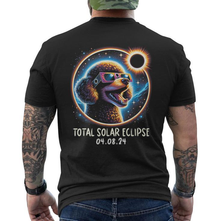 Solar Eclipse Poodle Wearing Glasses Pet April 8 2024 Men's T-shirt Back Print