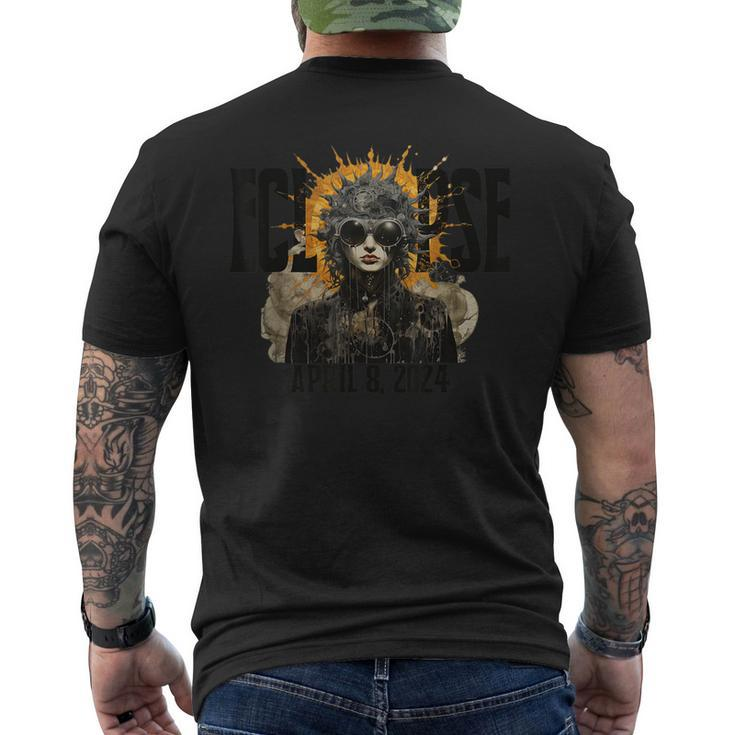 Solarpunk Total Solar Eclipse Watching April 8 2024 Men's T-shirt Back Print