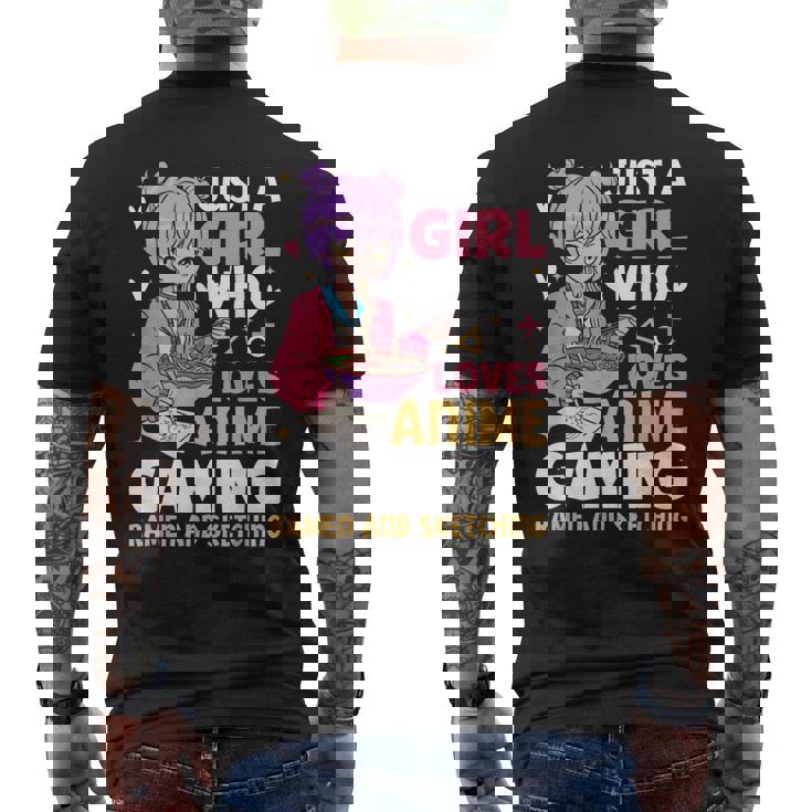 Solo Una Chica Que Ama Los Juegos De Anime Ramen Y Dibujos De Anime Camiseta Hombre Estampado Espalda