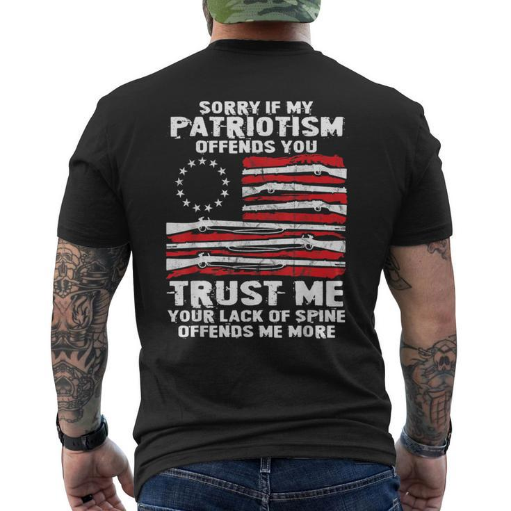 Sorry If My Patriotism Offend You Gun Rights Betsy Ross Flag Men's T-shirt Back Print