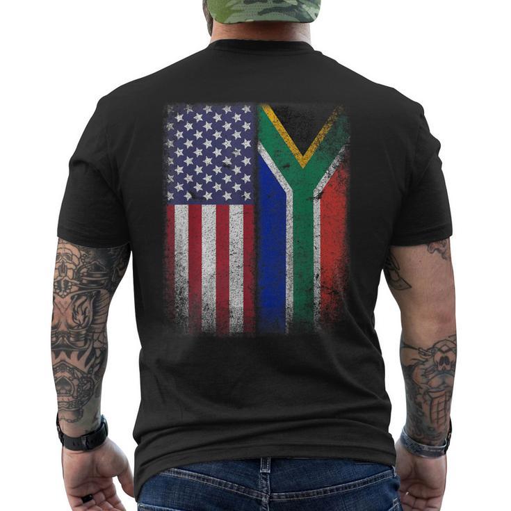 South African American Flag South Africa Usa America Men's T-shirt Back Print