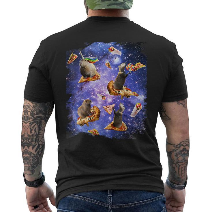 Space Capybara On Pizza Taco Galaxy Capybaras T-Shirt mit Rückendruck