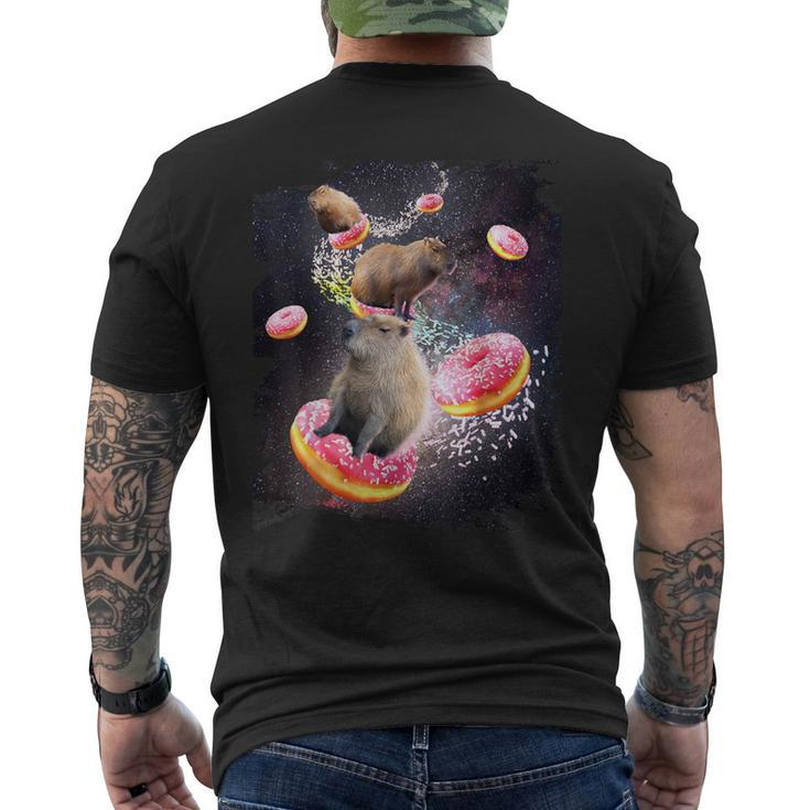 Space Capybara Riding Donut Galaxy Capybaras Men's T-shirt Back Print