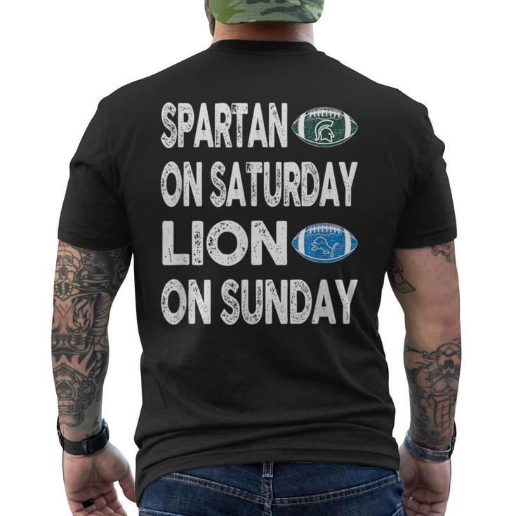Spartan On Saturday Lion On Sunday Detroit Vintage Fun Men's T-shirt Back Print