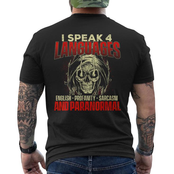 I Speak 4 Languages Ghost Hunting Paranormal Researcher Men's T-shirt Back Print