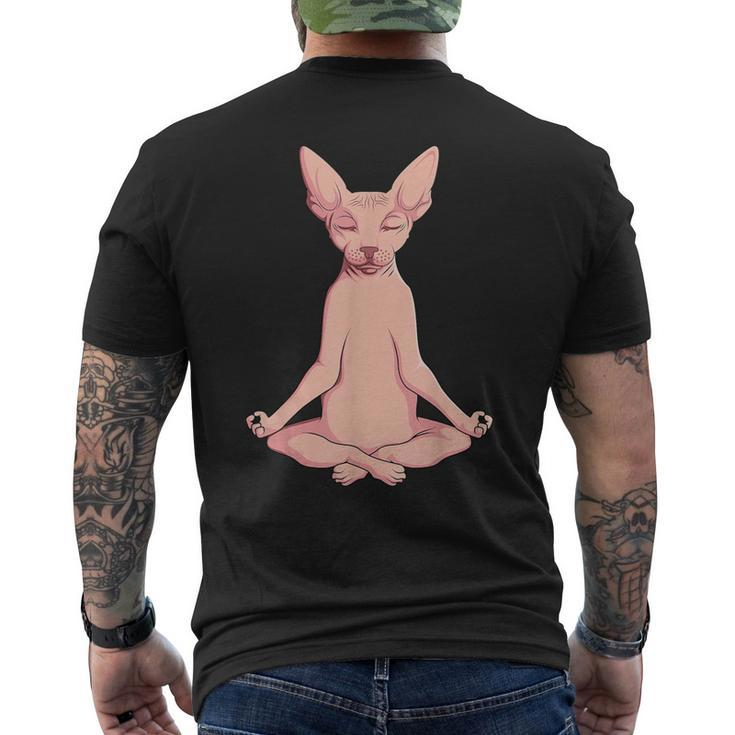 Sphynx Cat Yoga Meditation Breeder Hairless Pet Lover Men's T-shirt Back Print