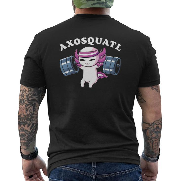 Squat Axolotl Axosquatl Powerlifting Cute Gym Workout Mens Back Print T-shirt