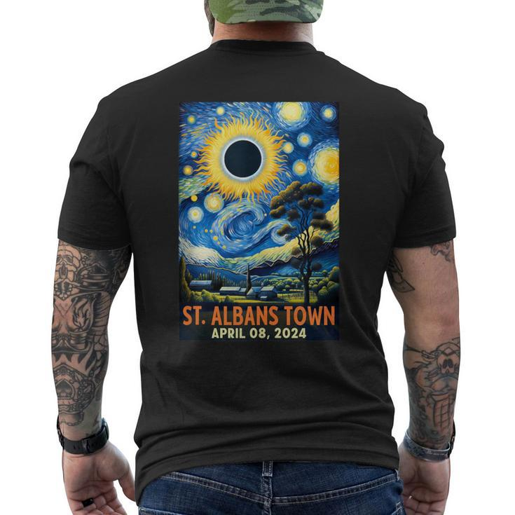 St Albans Town Vermont Total Solar Eclipse 2024 Starry Night Men's T-shirt Back Print