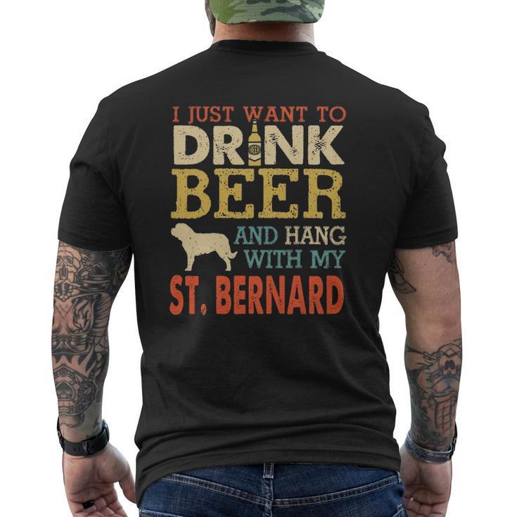 St Bernard Dad Drink Beer Hang With Dog Men Vintage Mens Back Print T-shirt