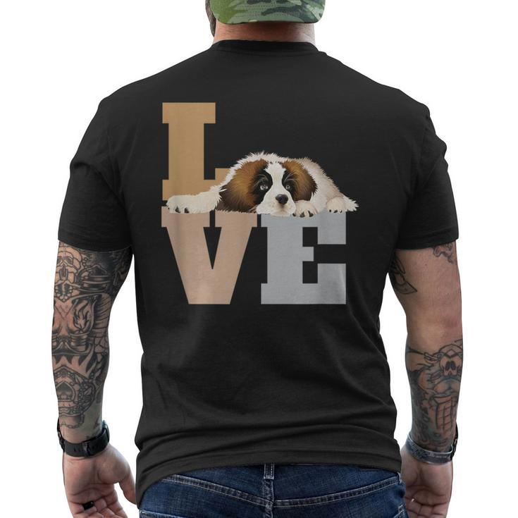St Bernard Lazy Puppy Dog Slobbers On Word Love Men's T-shirt Back Print