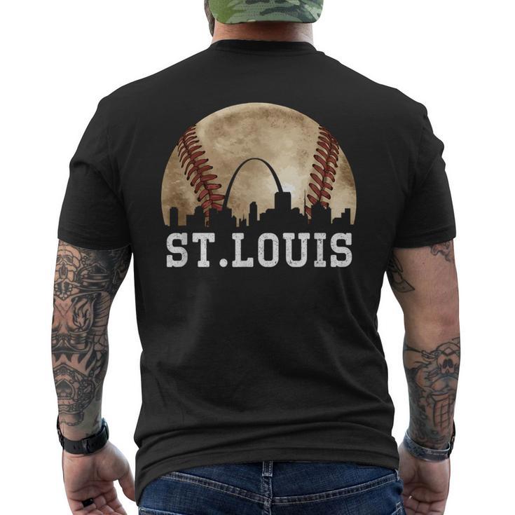 St Louis Skyline City Vintage Baseball Lover Men's T-shirt Back Print