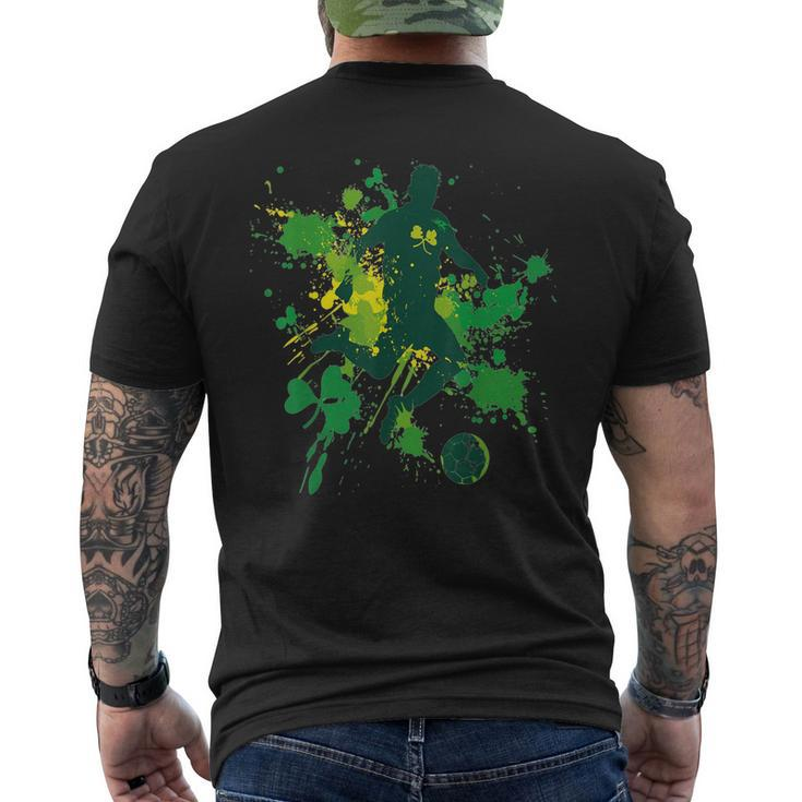 St Patricks Day Soccer Shamrock Men's T-shirt Back Print