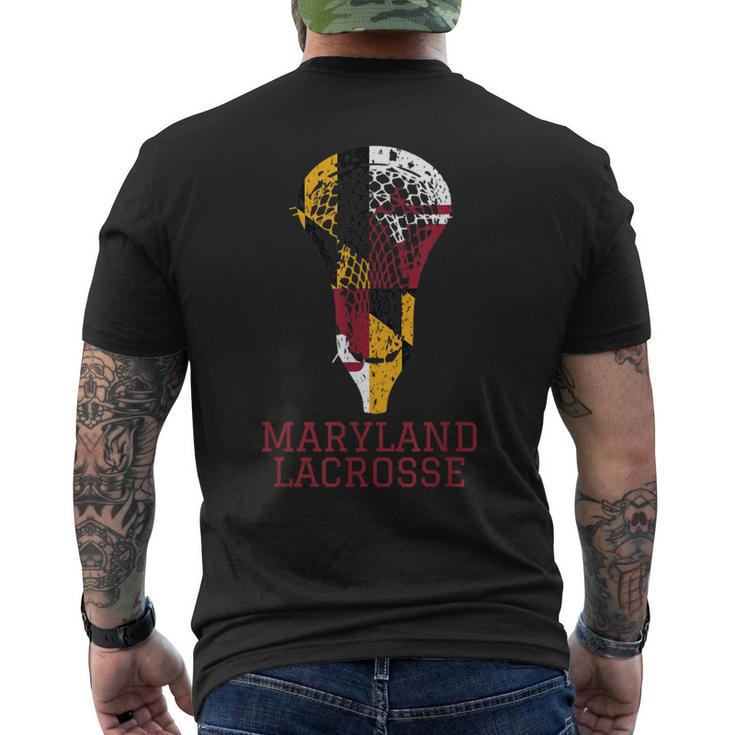 State Of Maryland Flag Lacrosse Team Player Lax Coach Men's T-shirt Back Print