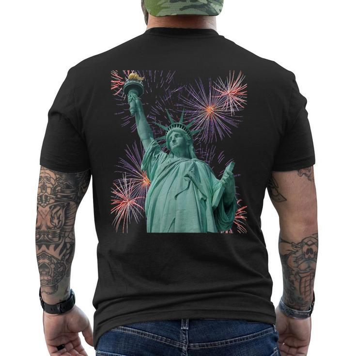 Statue Of Liberty Firework And Freedom Patriotic Men's T-shirt Back Print