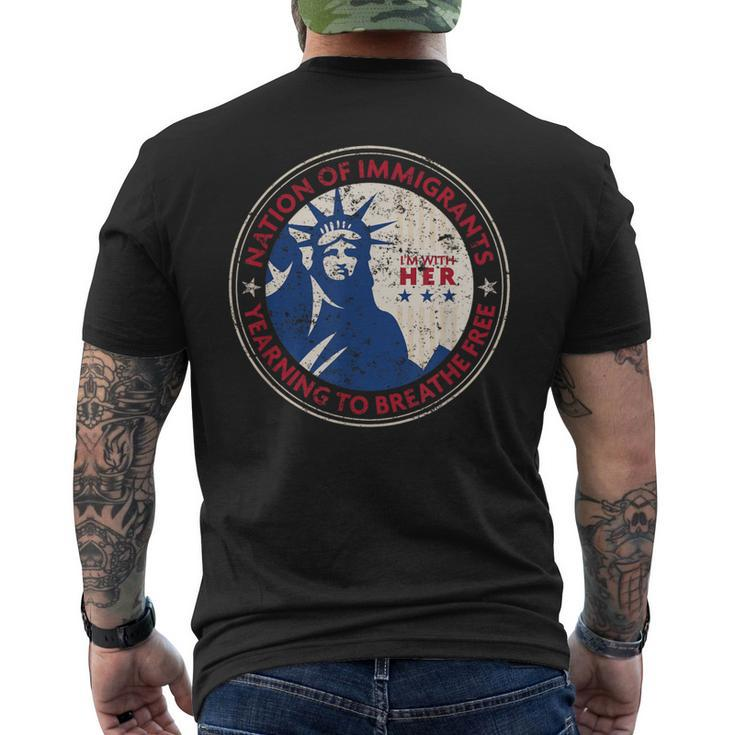 Statue Of Liberty Nation Of Immigrants Patriotic Men's T-shirt Back Print