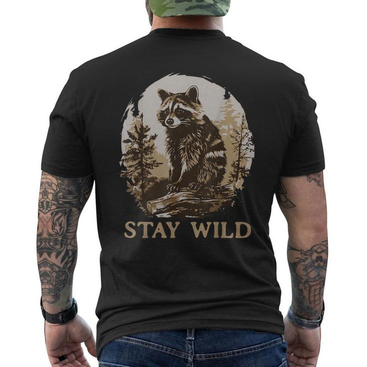 Stay Wild Cottagecore Aesthetic Raccoon Lover Vintage Racoon Men's T-shirt Back Print