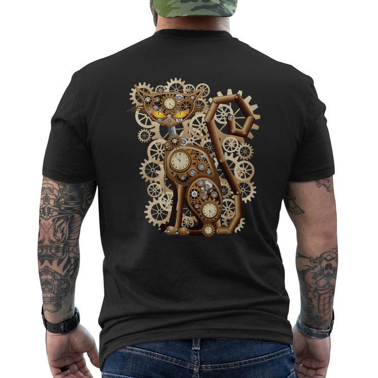 Steampunk Vintage Clockwork Cat Men's T-shirt Back Print