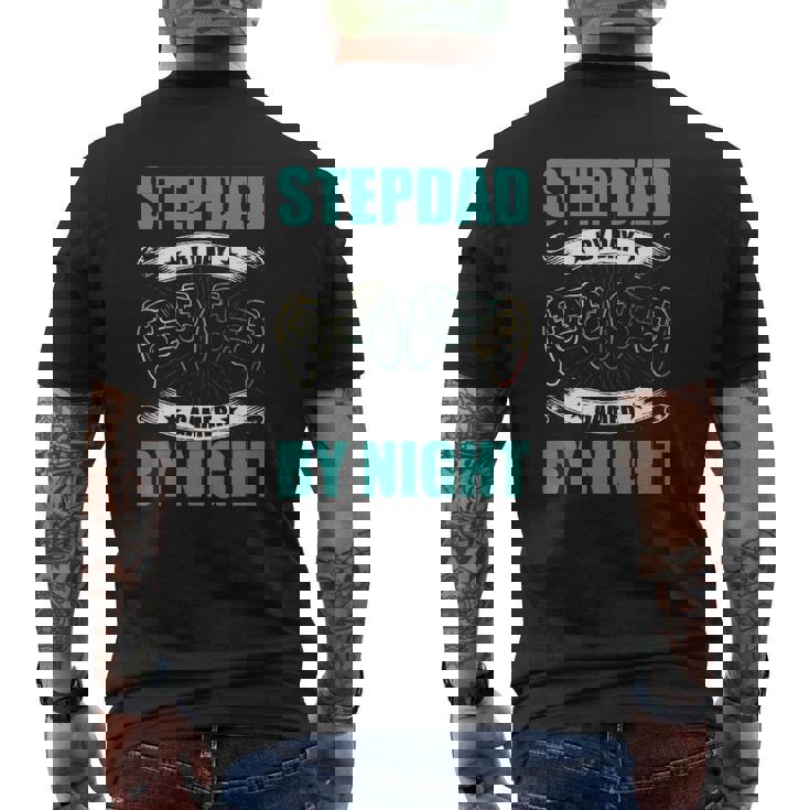 Step Dad By Day Gamer By Night Video Game Stepdad Mens Back Print T-shirt