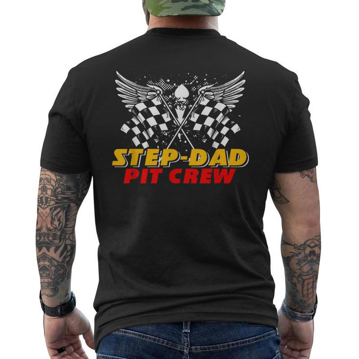 Step-Dad Pit Crew Race Car Birthday Party Matching Family Men's T-shirt Back Print