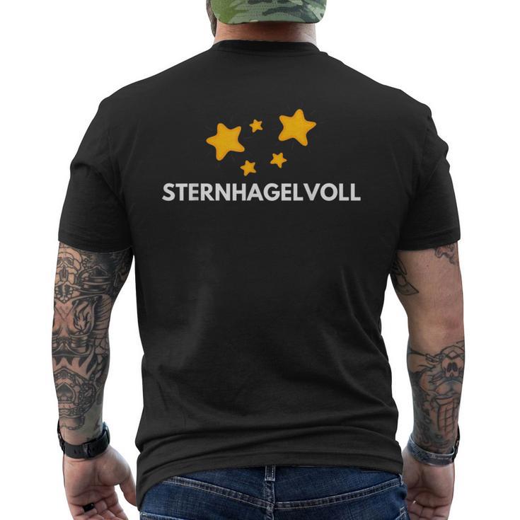 Sternhagelvoll Kurzärmliges Herren-T-Kurzärmliges Herren-T-Shirt, Lustiger Spruch mit Sternen, Schwarz