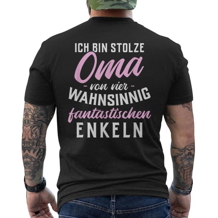 Stolze Oma Von Vier Wahnsinnig Fantastischen Enkeln 4 Grandchildren T-Shirt mit Rückendruck