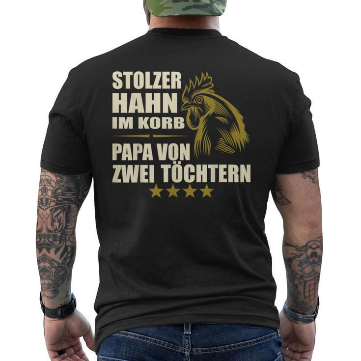 Stolzer Hahn Im Korb Papa Zwei Töchter Stolzer Hahn Im Basket T-Shirt mit Rückendruck