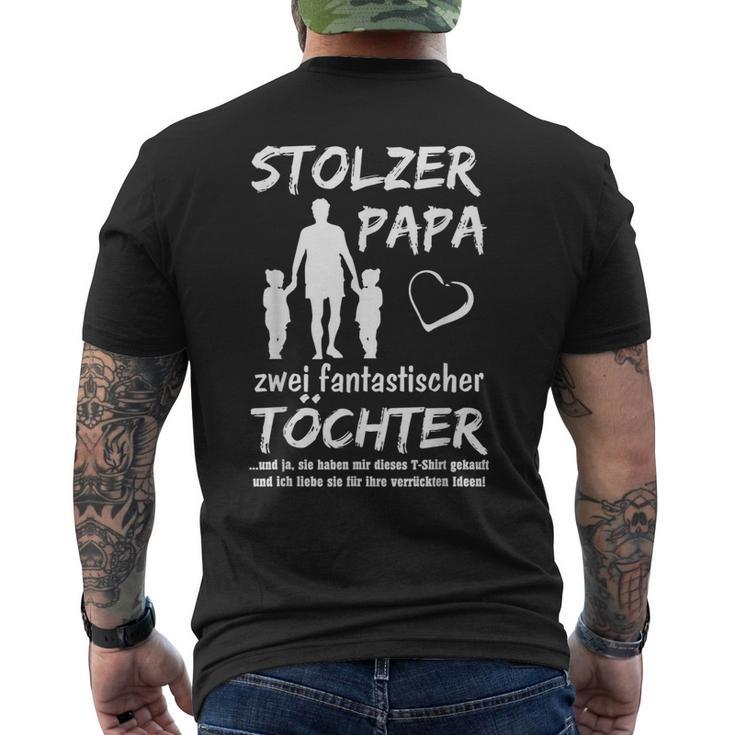 Stolzer Papa Zwei Töchter Idea T-Shirt mit Rückendruck